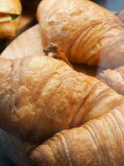 fresh baked croissant in a bakery 