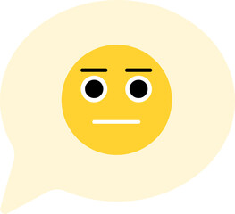 Fototapeta premium Neutral Expression Face Emoji in Speech Bubble