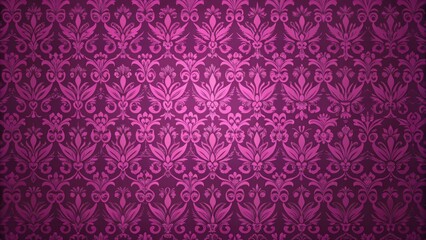 Rich fuchsia and purple floral pattern on a seamless wallpaper background with delicate and intricate designs