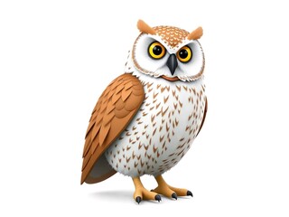 Obraz premium Happy cute owl cartoon 3d rendering illustration