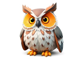 Obraz premium Happy cute owl cartoon 3d rendering illustration