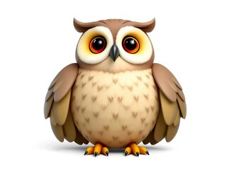 Obraz premium Happy cute owl cartoon 3d rendering illustration
