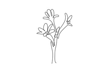 Continuous one line drawing of beauty fresh agave amica for home decoration wall art poster print. Decorative tuberose flower for floral card frame. Single line draw design vector graphic illustration