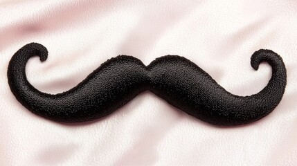 Fototapeta premium Curly Black Mustache Resting on Silky Background for Creative Projects and Designs