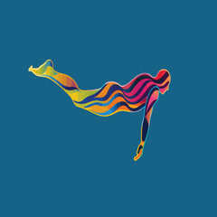 Abstract swimmer icon in streamlined form