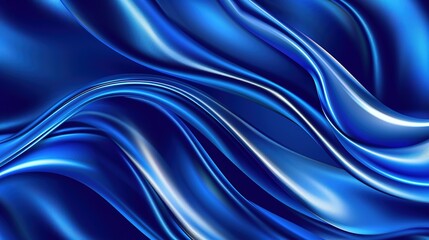 Obraz premium Sleek and smooth silk satin fabric in a rich navy blue color, presented against an abstract dark and elegant background that offers ample space for design. This fabric exudes a sense of sophistication