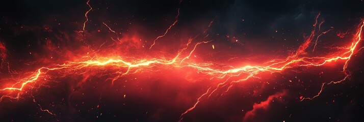 Fiery red lightning energy streak across dark background.