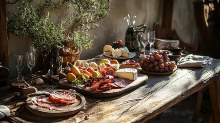 Rustic Mediterranean Feast: A Table Set for a Bountiful Gathering