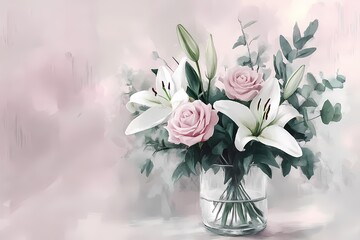 Obraz premium Delicate Floral Arrangement in a Vase