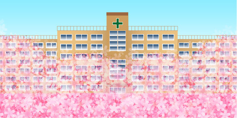 Obraz premium 桜 病院 春 背景
