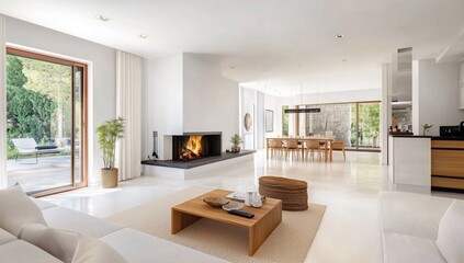 Fototapeta premium Stylish Modern Living Room with Open Space and Natural Light, Inviting Cozy Atmosphere 