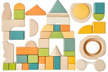 Colorful Wooden Building Blocks for Kids
