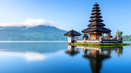 Serene Balinese Temple on Lake