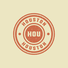 Houston stamp badge in retro style