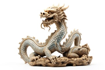 Obraz premium Dragon statue animal white background.