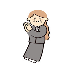 ご機嫌なスーツのシニア女性のイラスト