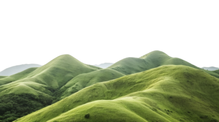 Green hills landscape, isolated on a white background