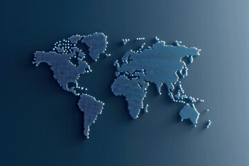 Naklejka premium Abstract map of the world made of glowing points and lines, futuristic and digital, exploration theme.