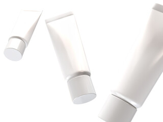 Realistic blank white cosmetic tube container mockup plastic packaging isolated on background. Design template for toothpaste, cream, shampoo, gel, skin care, healthcare or medicine presentation