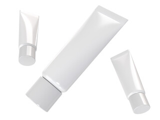Realistic blank white cosmetic tube container mockup plastic packaging isolated on background. Design template for toothpaste, cream, shampoo, gel, skin care, healthcare or medicine presentation