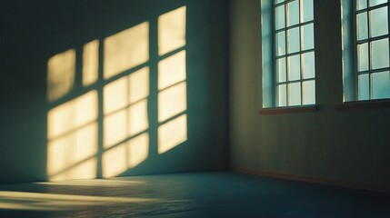 Sunlit Empty Room with Soft Shadows and Gentle Window Light