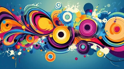 Obraz premium Abstract Background. Retro Vector Banner. Blue Rainbow Frame. Music Screen. Light Gradient Composition. Horizontal User Interface. Party Landing Page. Purple Abstract Background.