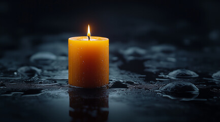 Funeral, mourning, candle, created with Generative AI technology.