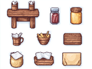 Pixel Art Food and Drink Items