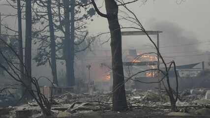Homes burning down in the Palisades fire 