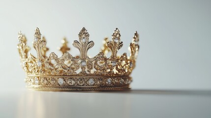 Fototapeta premium Golden crown of a royal king ,Full depth of field, isolated on white background