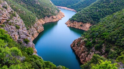 Obraz premium Serene River Canyon Landscape