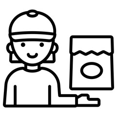 테이크 아웃 음식 배달원 아이콘