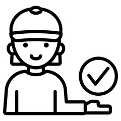 체크 표시와 여자 사람 아이콘