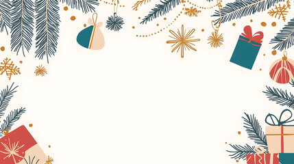 Luxurious Christmas and Holiday Promotion Banner with Elegant Ornaments, for Tags, Posters, and Banners with Ample Space for Custom Text Overlay