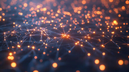 Fototapeta premium A vast network of glowing nodes connecting companies and innovators – Depicting 