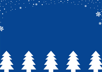 Obraz premium 夜空のもみの木と雪の結晶の背景_横