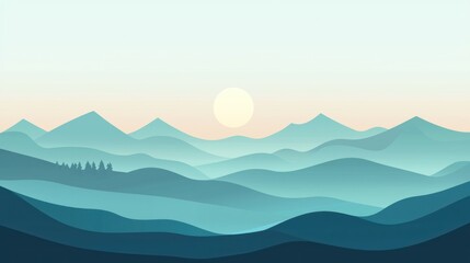 Serene Landscape with Soft Pastel Colors and Gentle Rolling Hills