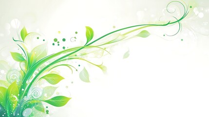 Abstract Green Floral Design With White Background