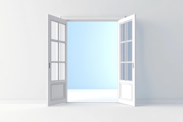 Open white door to bright room.