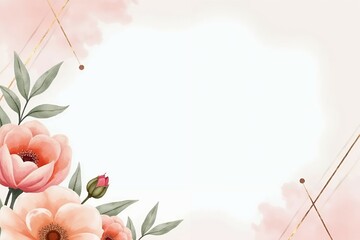 A romantic blush pink wedding invitation with soft pink and peach watercolor flowers