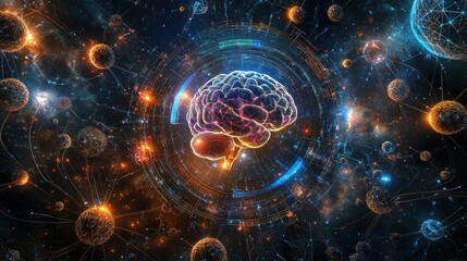 A cosmic brain illustration symbolizing knowledge and consciousness.