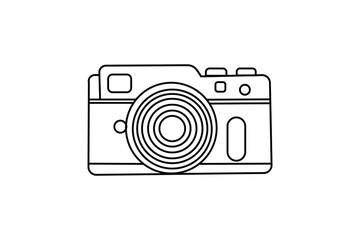 single line art photography camera outline flat vector