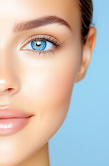 Fototapeta premium A woman with a blue eye and a white face