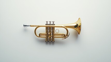 Obraz premium Golden Trumpet on a White Background