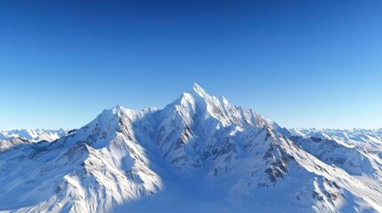 Fototapeta premium Majestic snow-capped mountain under a clear blue sky.