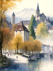Chambry French Landscape Painting Illustration Art