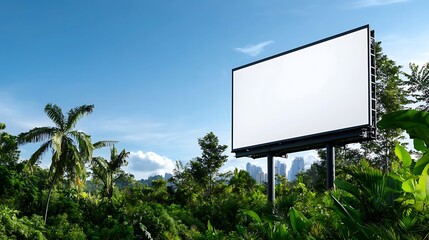Obraz premium Blank Billboard in Lush Tropical Setting