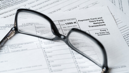 Form 1099-K, Payment Card and Third Party Network Transactions, IRS Tax Document Close-Up