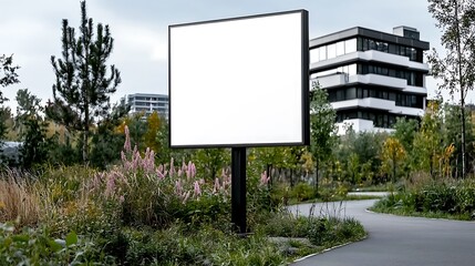 Fototapeta premium Blank Billboard in Urban Park Setting