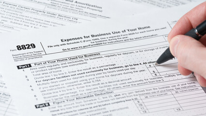 Form 8829, Expenses for Business Use of Home, IRS Tax Document Close-Up